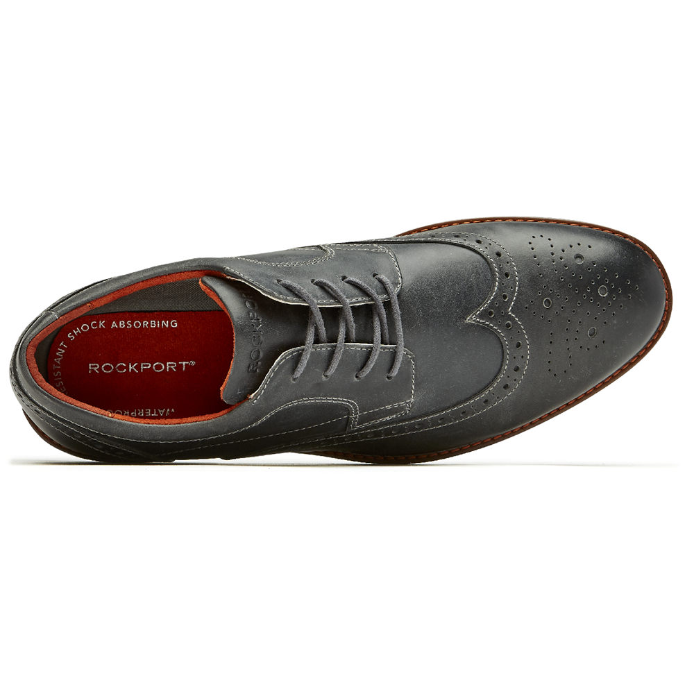 Zapatos Con Cordones Rockport Hombre Mexico - Dustyn Wingtip Grises - LEPOB7861